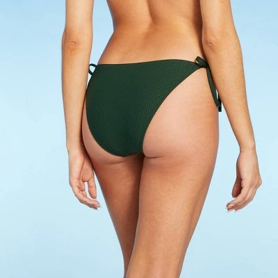 Top 10 🌟 Women's Side-Tie Pique Textured Cheeky Bikini Bottom - Shade & Shore™ Dark Green 🔔 3 Top 10 🌟 Women's Side-Tie Pique Textured Cheeky Bikini Bottom - Shade & Shore™ Dark Green 🔔
