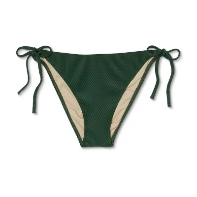Top 10 🌟 Women's Side-Tie Pique Textured Cheeky Bikini Bottom - Shade & Shore™ Dark Green 🔔 7 Top 10 🌟 Women's Side-Tie Pique Textured Cheeky Bikini Bottom - Shade & Shore™ Dark Green 🔔 - Image 5