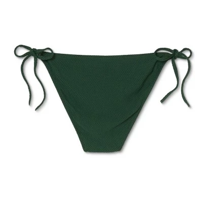 Top 10 🌟 Women's Side-Tie Pique Textured Cheeky Bikini Bottom - Shade & Shore™ Dark Green 🔔 8 Top 10 🌟 Women's Side-Tie Pique Textured Cheeky Bikini Bottom - Shade & Shore™ Dark Green 🔔 - Image 6