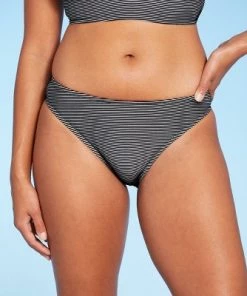 New ❤️ Women's Textured Cheeky Bikini Bottom - Shade & Shore™ Black/White Stripe ⭐ -Swimsuits Official Site unnamed file 2064
