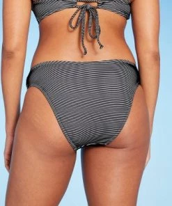 New ❤️ Women's Textured Cheeky Bikini Bottom - Shade & Shore™ Black/White Stripe ⭐ -Swimsuits Official Site unnamed file 2065
