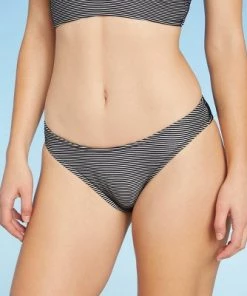 New ❤️ Women's Textured Cheeky Bikini Bottom - Shade & Shore™ Black/White Stripe ⭐ -Swimsuits Official Site unnamed file 2069