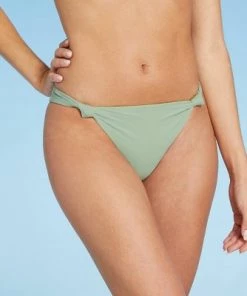 Best deal 💯 Women's Knot Detail Cheeky Bikini Bottom - Shade & Shore™ Light Green 😍 -Swimsuits Official Site unnamed file 2134