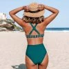 Budget ❤️ Women's High Waisted Bikini Set Swimsuit Teal Striped Crisscross Bathing Suits-Cupshe 💯 -Swimsuits Official Site unnamed file 219