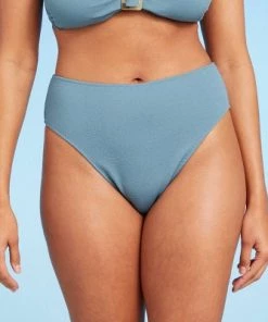 Hot Sale 😀 Women's Crepe Textured High Waist High Leg Extra Cheeky Bikini Bottom - Shade & Shore™ Blueberry 🎁 -Swimsuits Official Site unnamed file 2273