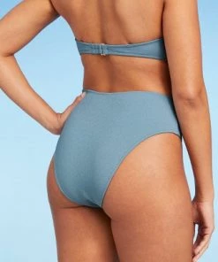 Hot Sale 😀 Women's Crepe Textured High Waist High Leg Extra Cheeky Bikini Bottom - Shade & Shore™ Blueberry 🎁 -Swimsuits Official Site unnamed file 2274