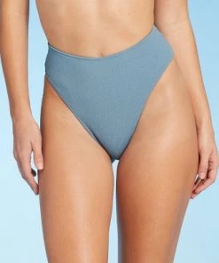 Hot Sale 😀 Women's Crepe Textured High Waist High Leg Extra Cheeky Bikini Bottom - Shade & Shore™ Blueberry 🎁 -Swimsuits Official Site unnamed file 2277