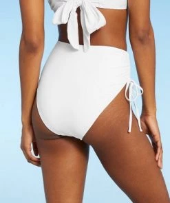 Best Pirce 🔔 Women's Single Side Drawstring Bikini Bottom - Sea Angel White 💯