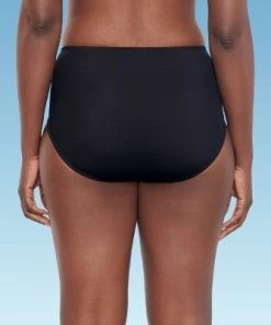 Coupon 💯 Women's Slimming Control Shirred Side High Waist Bikini Bottom - Dreamsuit by Miracle Brands Black 🌟
