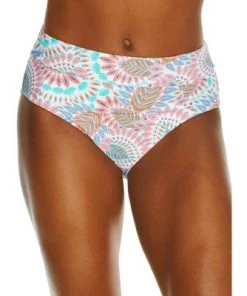 Best Pirce ⌛ Sunsets Women's Vivid Plumes Fold-Over High-Waist Bikini Bottom - 33B-VIVPL 🎁