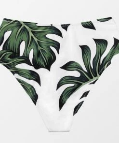 Outlet ✨ Women's Tropical Leafy High Waist Bikini Bottom Swimsuit - Cupshe 😍