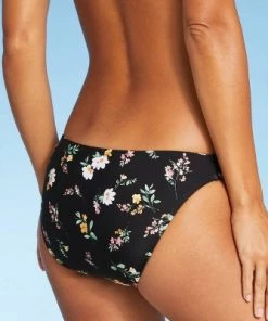 Best Pirce ⌛ Juniors' Hipster Bikini Bottom - Xhilaration™ Black Floral ❤️