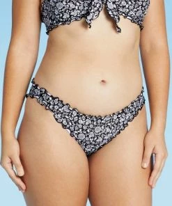 Deals ❤️ Juniors' Ribbed Ruffle Cheeky Bikini Bottom - Xhilaration™ Black Floral Print ✔️ -Swimsuits Official Site unnamed file 2639
