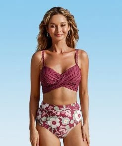 Discount 🧨 Women's High Waisted Bikini Set Swimsuit Floral Tie Twist Two Piece Bathing Suit -Cupshe 🌟 -Swimsuits Official Site unnamed file 264