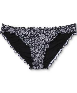 Deals ❤️ Juniors' Ribbed Ruffle Cheeky Bikini Bottom - Xhilaration™ Black Floral Print ✔️ -Swimsuits Official Site unnamed file 2641