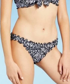 Deals ❤️ Juniors' Ribbed Ruffle Cheeky Bikini Bottom - Xhilaration™ Black Floral Print ✔️ -Swimsuits Official Site unnamed file 2645
