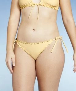 Coupon 🤩 Juniors' Ruffle High Leg Scoop Bikini Bottom - Xhilaration™ Light Yellow 🌟 -Swimsuits Official Site unnamed file 2788