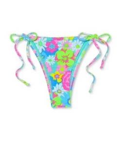 Deals 👍 Juniors' Ribbed Ultra Hiked Tunneled String Bikini Bottom - Xhilaration™ Multi Floral Print ✨ -Swimsuits Official Site unnamed file 2834