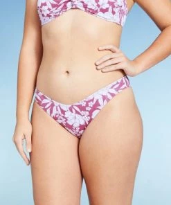 Cheap 🔔 Juniors' Ribbed Cheeky High V-Leg Bikini Bottom - Xhilaration™ Berry Pink Floral Print 🧨 -Swimsuits Official Site unnamed file 2882