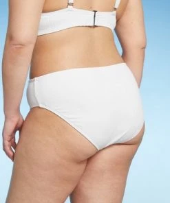 Best Sale 🌟 Juniors' Plus Size Ribbed Cheeky Hipster Bikini Bottom - Xhilaration™ White 🤩