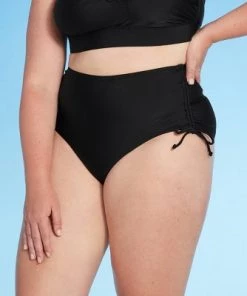 Buy 👏 Women's Plus Size High Waist Side-Cinch Bikini Bottom - Kona Sol™ Black ✔️ -Swimsuits Official Site unnamed file 3036