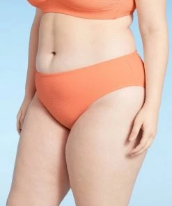 Outlet 👍 Juniors' Plus Size Textured Cheeky Bikini Bottom - Xhilaration™ Neon Orange ⌛ -Swimsuits Official Site unnamed file 3056