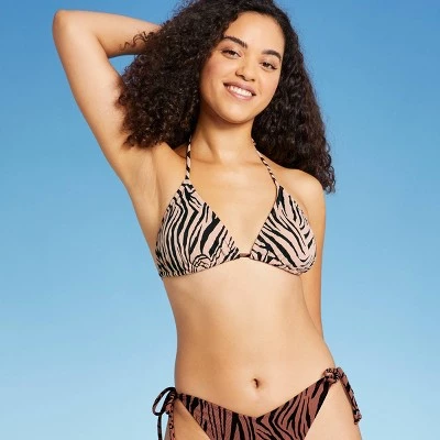 Best Pirce 🎉 Juniors' Ribbed Triangle Bikini Top - Xhilaration™ Orange Animal Print 🔔 4 Best Pirce 🎉 Juniors' Ribbed Triangle Bikini Top - Xhilaration™ Orange Animal Print 🔔 - Image 3