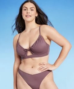 Hot Sale ❤️ Women's Tunneled Tie-Front Bikini Top - Shade & Shore™ Dusk Purple ⌛ -Swimsuits Official Site unnamed file 3208