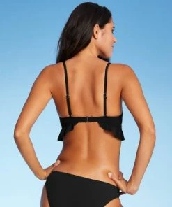 Best reviews of 💯 Juniors Ribbed Ruffle Tie-Front Bralette Bikini Top - Xhilaration™ Light Pink 🔔