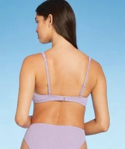 Outlet 👏 Women's Tall Triangle Bralette Bikini Top - Shade & Shore™ Lilac Purple Lurex ✨