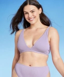 Outlet 👏 Women's Tall Triangle Bralette Bikini Top - Shade & Shore™ Lilac Purple Lurex ✨ -Swimsuits Official Site unnamed file 3251