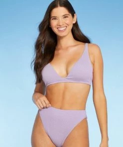 Outlet 👏 Women's Tall Triangle Bralette Bikini Top - Shade & Shore™ Lilac Purple Lurex ✨ -Swimsuits Official Site unnamed file 3259