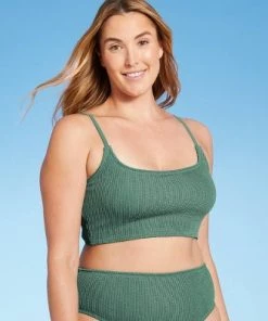 Deals ⭐ Women's Crinkle Textured Longline Bikini Top - Kona Sol™ Moss Green 🌟 -Swimsuits Official Site unnamed file 3298