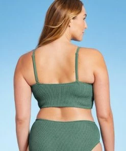 Deals ⭐ Women's Crinkle Textured Longline Bikini Top - Kona Sol™ Moss Green 🌟 -Swimsuits Official Site unnamed file 3299