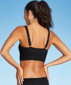 Outlet ✨ Juniors' Smocked Longline Bikini Top - Xhilaration™ Sage Green 😍