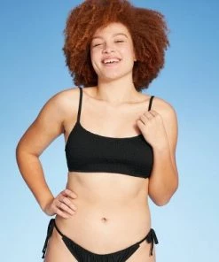 Discount ⌛ Juniors' Smocked Bralette Bikini Top - Xhilaration™ Black 🤩 -Swimsuits Official Site unnamed file 3352