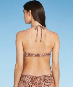Best Sale ✨ Women's Lightly Lined Ruffle Bikini Top - Shade & Shore™ Animal Print 🔔