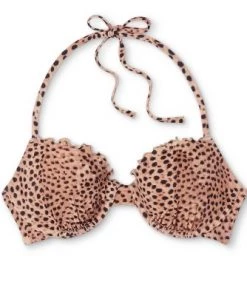 Best Sale ✨ Women's Lightly Lined Ruffle Bikini Top - Shade & Shore™ Animal Print 🔔 -Swimsuits Official Site unnamed file 3402