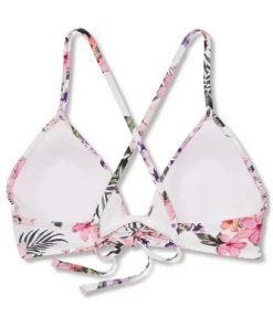 Budget 💯 Women's Lightly Lined Twist-Front Plunge Bikini Top - Shade & Shore™ White Tropical Print 🧨 -Swimsuits Official Site unnamed file 3427