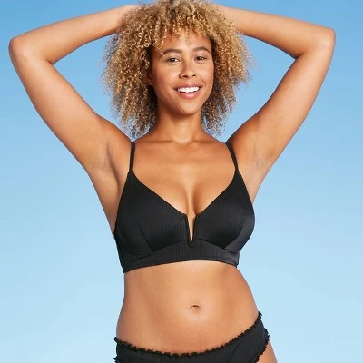 Promo ✔️ Women's Ribbed V-Wire Bikini Top - Shade & Shore™ Black 🎉 5 Promo ✔️ Women's Ribbed V-Wire Bikini Top - Shade & Shore™ Black 🎉 - Image 3