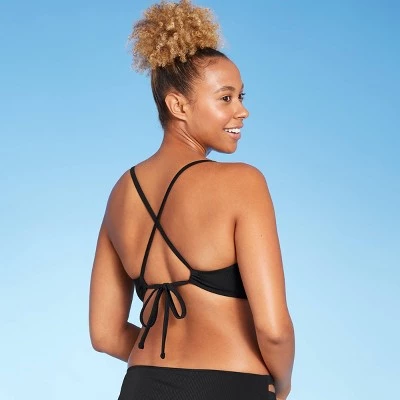 Discount 🛒 Women's Light Lift Ribbed Square Neck Bikini Top - Shade & Shore™ Black 🎉 6 Discount 🛒 Women's Light Lift Ribbed Square Neck Bikini Top - Shade & Shore™ Black 🎉 - Image 4