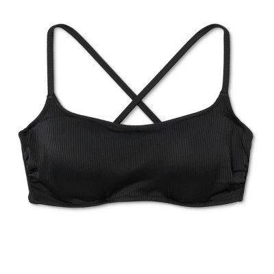 Discount 🛒 Women's Light Lift Ribbed Square Neck Bikini Top - Shade & Shore™ Black 🎉 7 Discount 🛒 Women's Light Lift Ribbed Square Neck Bikini Top - Shade & Shore™ Black 🎉 - Image 5