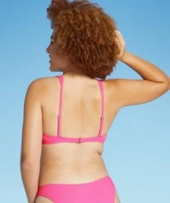 Best Pirce ❤️ Juniors' Ribbed Knot-Front Bralette Bikini Top - Xhilaration™ Coral Pink 😀 -Swimsuits Official Site unnamed file 3467