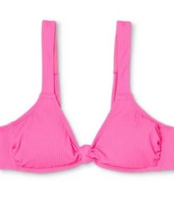 Best Pirce ❤️ Juniors' Ribbed Knot-Front Bralette Bikini Top - Xhilaration™ Coral Pink 😀 -Swimsuits Official Site unnamed file 3468