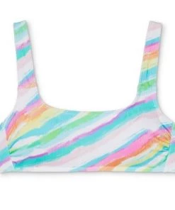 Promo 💯 Juniors' Ribbed Square Neck Bralette Bikini Top - Xhilaration™ Multi Tie-dye Stripe 👍 -Swimsuits Official Site unnamed file 3519