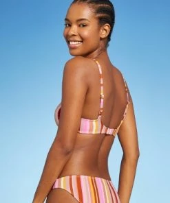 Best Pirce 🎉 Juniors' Scoop Neck Bralette Bikini Top - Xhilaration™ Multi Stripe ✔️