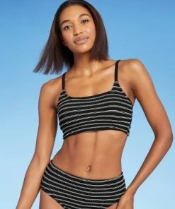 New 😍 Women's Textured Pucker Straight Neck Bikini Top - Kona Sol™ Black ⭐ -Swimsuits Official Site unnamed file 3558