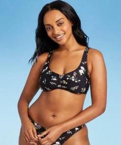 Top 10 🛒 Juniors' Cinch-Front Bralette Bikini Top - Xhilaration™ Black Floral Print 😍 -Swimsuits Official Site unnamed file 3602