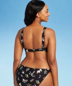 Top 10 🛒 Juniors' Cinch-Front Bralette Bikini Top - Xhilaration™ Black Floral Print 😍 -Swimsuits Official Site unnamed file 3603