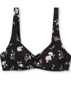 Top 10 🛒 Juniors' Cinch-Front Bralette Bikini Top - Xhilaration™ Black Floral Print 😍 -Swimsuits Official Site unnamed file 3604
